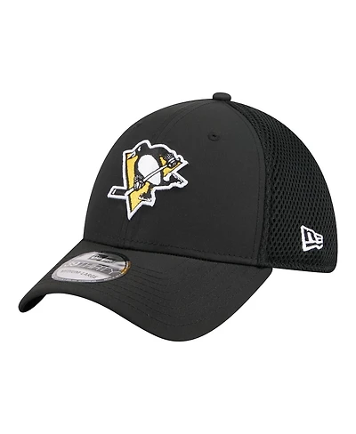 New Era Men's Black Pittsburgh Penguins Logo 39THIRTY Flex Hat