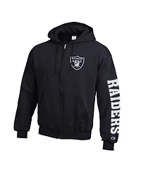 Champion Men's Black Las Vegas Raiders Powerblend Fleece Full-Zip Hoodie