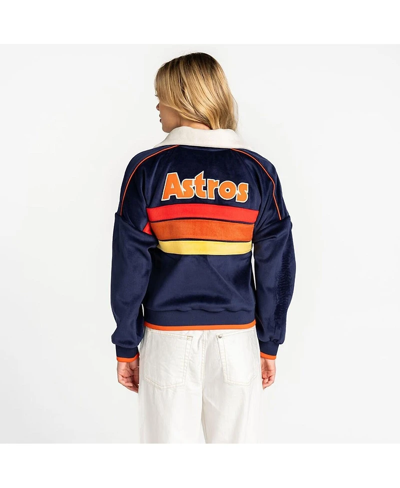 The Wild Collective Women's Blue Houston Astros Velvet Cord Full-Zip Jacket