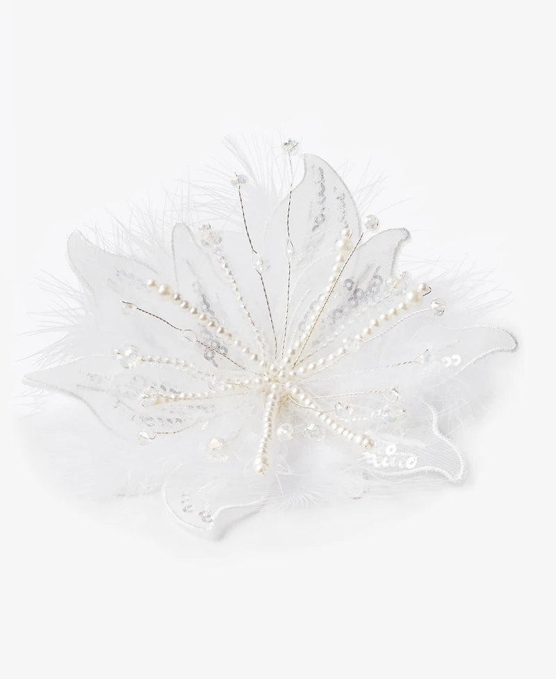 Holiday Lane Gilded Glamour Feather Flower Clip, Macy's Exclusive