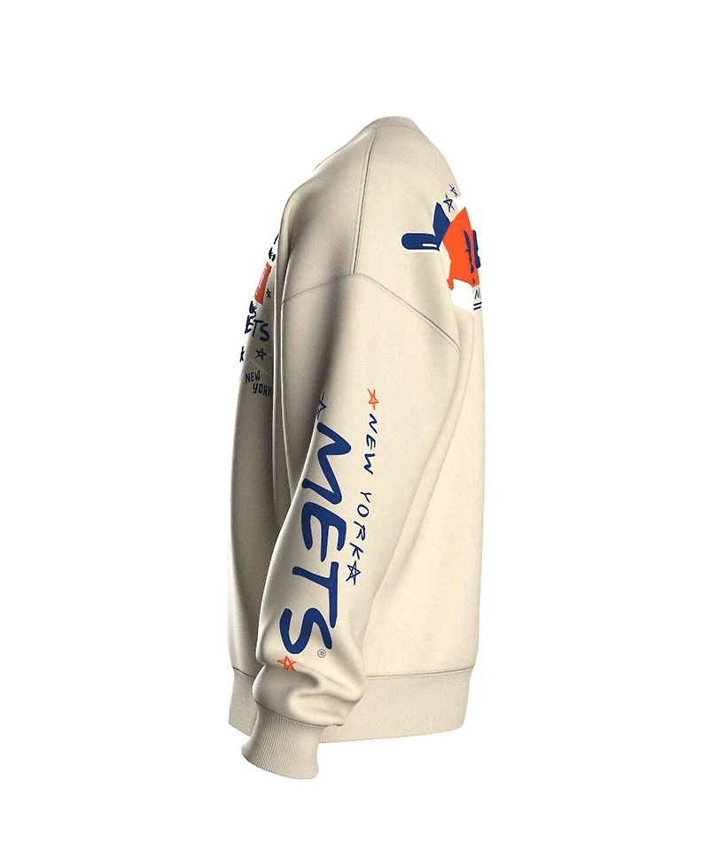Fanatics Women's Beige New York Mets Graffiti Fleece Sweatshirt
