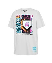 Mitchell & Ness Big Boys and Girls White Atlanta Braves Cooperstown Neon Field Shock T-Shirt