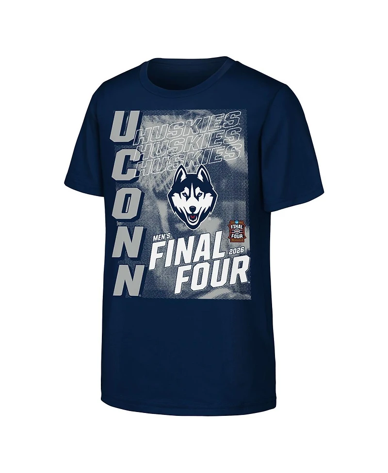 Outerstuff Big Boys and Girls Navy UConn Huskies 2026 Ncaa Men's Basketball Tournament March Madness Final Four T-Shirt