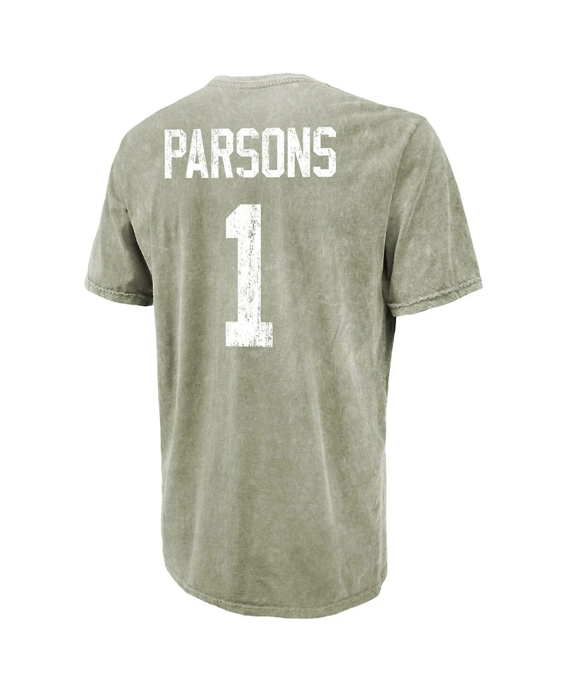 Majestic Threads Men's Micah Parsons Moss Green Bay Packers Mineral Wash Name and Number T-Shirt