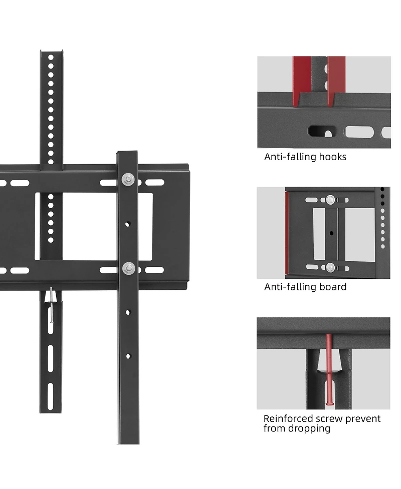 Unho Free Standing Floor Tv Stand, Against The Wall Tv Bracket, Height Adjustable Mount for 32-85 Inch Flat Panel Tv
