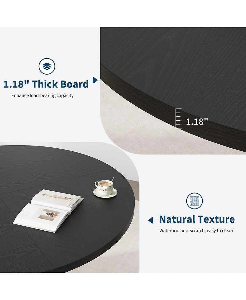 homfan Round Dining Table for 4 to 6 with Wave Metal Pedestal Base, 47.24 Kitchen and Room