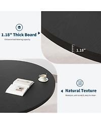 homfan Round Dining Table for 4 to 6 with Wave Metal Pedestal Base, 47.24 Kitchen and Room