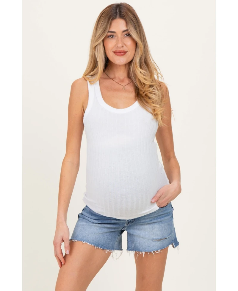 Pinkblush Maternity Blue Distressed Frayed Hem Jean Shorts