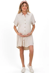Pinkblush Women's Sage Dolman Sleeve Linen Shirt Dress