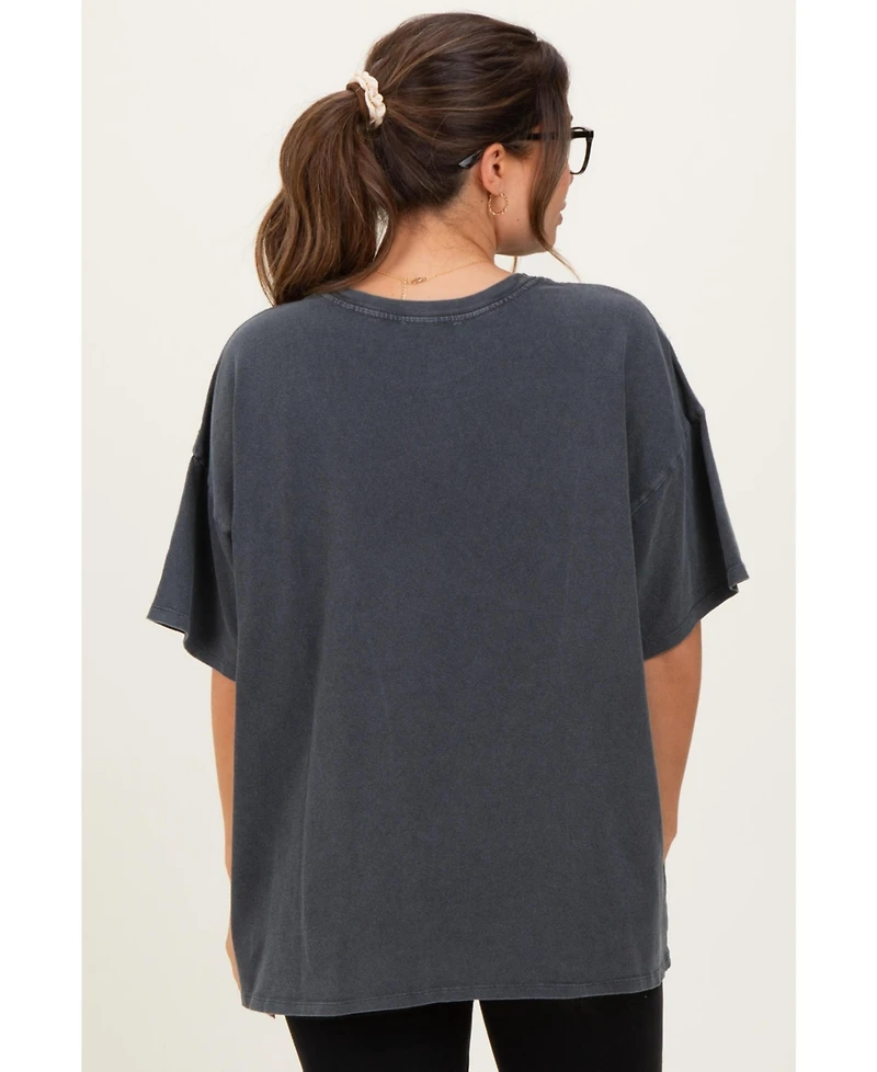 Pinkblush Maternity Light Navy Oversized Mineral Wash T-Shirt