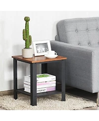 Gymax Industrial End Table 2-Tier Side Table W/Storage Shelf Rustic Sofa Table