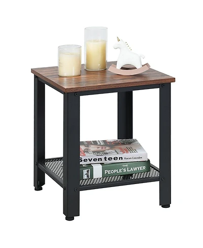 Gymax Industrial End Table 2-Tier Side Table W/Storage Shelf Rustic Sofa Table