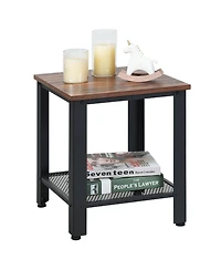 Gymax Industrial End Table 2-Tier Side Table W/Storage Shelf Rustic Sofa Table