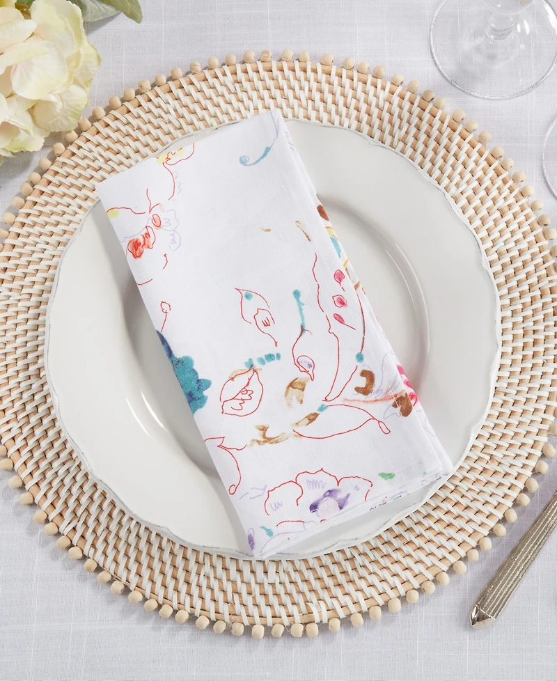 Saro Lifestyle Primavera Printed Floral Napkins, Set of 4