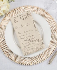 Saro Lifestyle Vintage Script Print Design Napkins, Set of 4