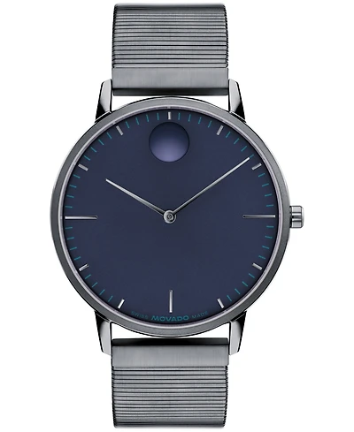 Movado Unisex Movado Face Swiss Quartz Ionic Plated Steel Watch 41mm