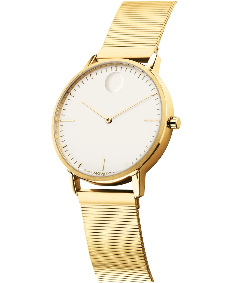 Movado Unisex Movado Face Swiss Quartz Ionic Plated Light Yellow Gold Steel Watch 41mm