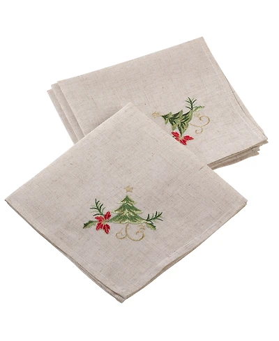 Saro Lifestyle Embroidered Christmas Tree Design Napkins, Set of 4