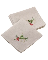 Saro Lifestyle Embroidered Christmas Tree Design Napkins, Set of 4