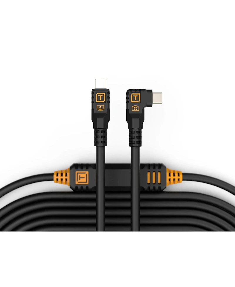 Tether Tools LeverLock Plate and TetherPro Optima 10G 15' Usb-c Straight to Usb-c Right Angle Cable