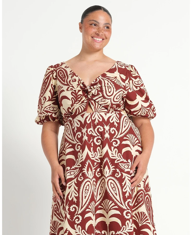Estelle Women's Aurela Cotton Print Twist Midi Dress