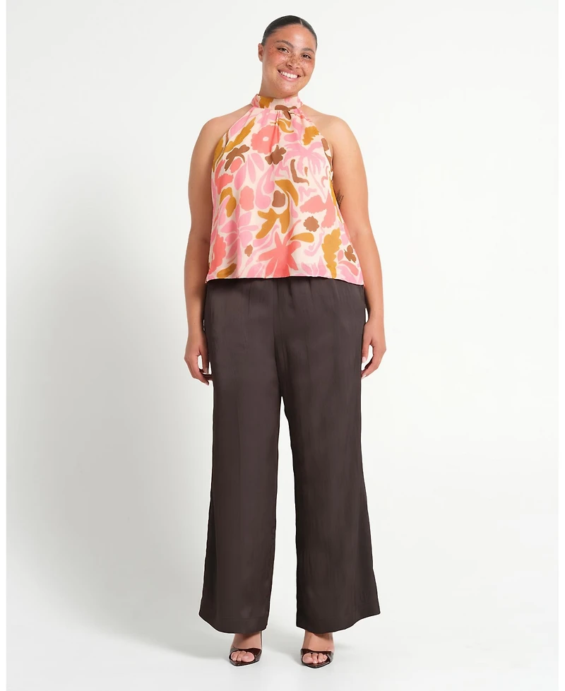 Estelle Plus Luciana Floral Halter Relaxed Summer Top