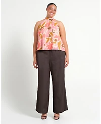 Estelle Plus Luciana Floral Halter Relaxed Summer Top