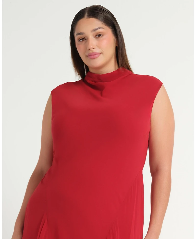 Estelle Plus Holly Halter Assymetric Sheath Midi Dress