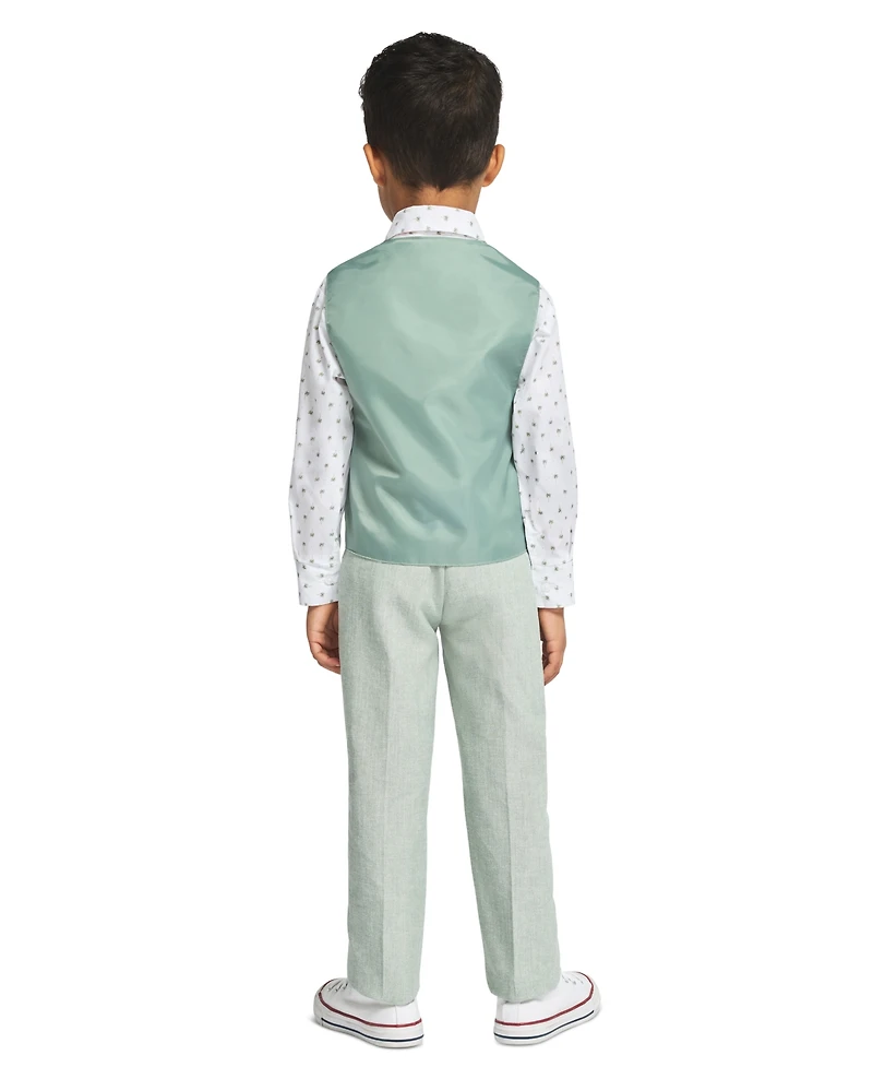 Nautica Boys' 2T-7 Long-Sleeve Shirt, Vest, Pant and Bowtie, 4-Piece Set