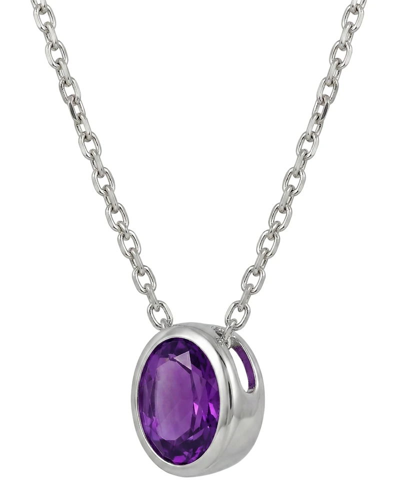 Macy's Garnet (1 ct. t.w.) Pendant Necklace Sterling Silver (Also Available Amethyst, Blue Topaz, Citrine, & Peridot)
