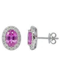 Macy's Pink Sapphire (1 ct. t.w.) & Diamond (1/5 ct. t.w.) Stud Earrings in 14k White Gold