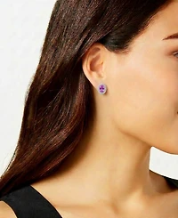 Macy's Pink Sapphire (1 ct. t.w.) & Diamond (1/5 ct. t.w.) Stud Earrings in 14k White Gold