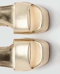 Mango Women's Metallic-Effect Heeled Sandals