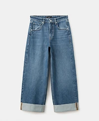 Mango Women's Turn-Up Hem Wide Leg Jeans