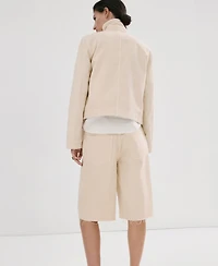 Mango Women's Low-Rise Denim Bermuda Shorts