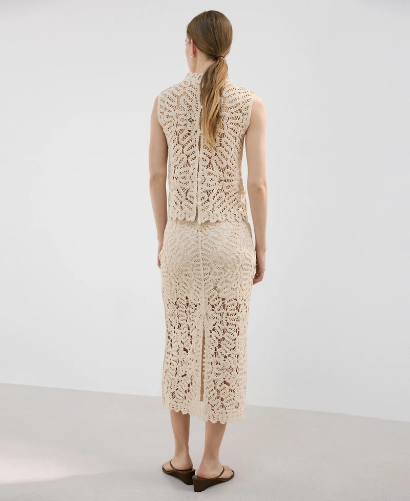 Mango Women's Openwork Knitted Skirt