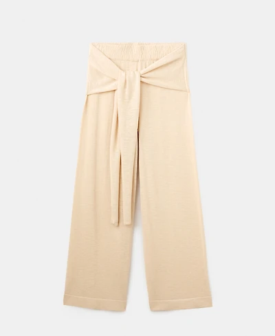 Mango Women's Knot Detail Fine-Knit Pants