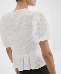 Mango Women's Bows Floral Embroidery Blouse