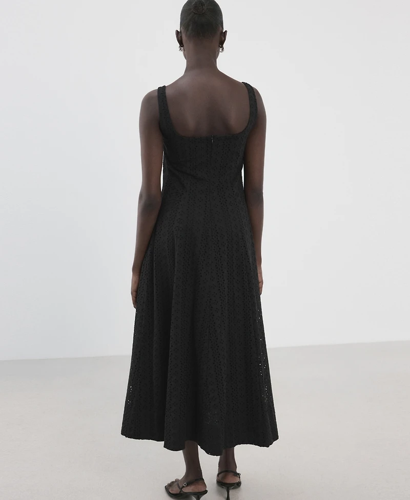 Mango Women's Embroidered Openwork A-Line Dress
