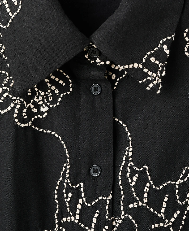 Mango Women's Embroidered Floral Shirtdress