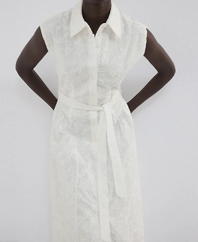 Mango Women's Embroidered Belt Dress
