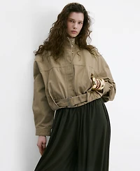 Mango Women's Belted Denim Jacket
