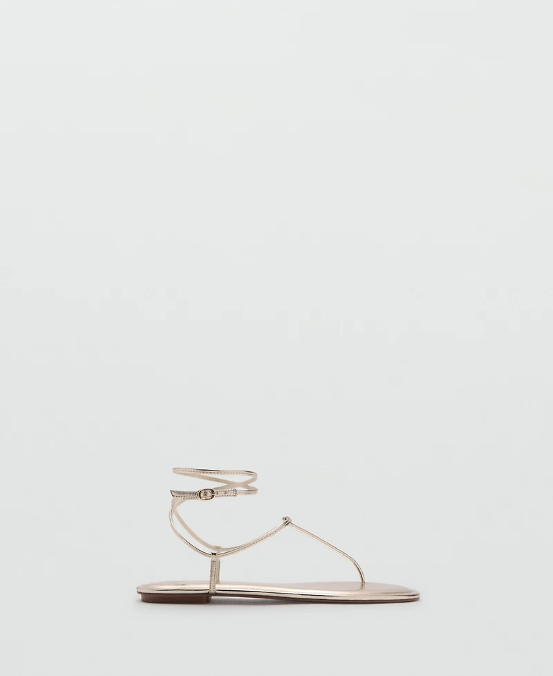 Mango Women's Metallic Straps Sandals