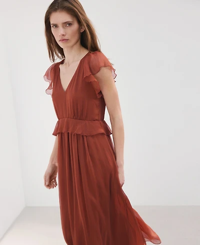 Mango Women's Long Ruffled Dress