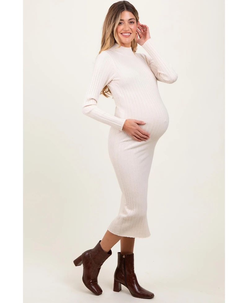 Pinkblush Maternity Mock Neck Ribbed Sweater Dress