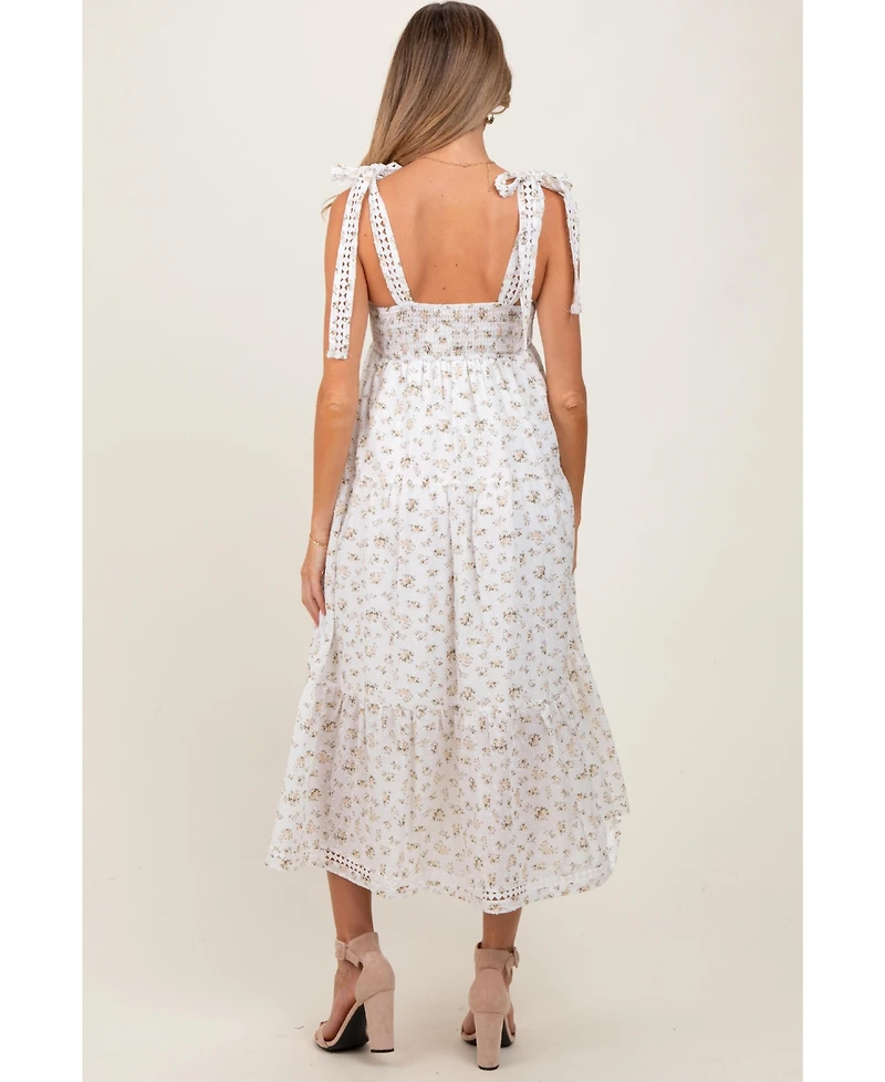 Pinkblush Maternity Floral Shoulder Tie Midi Dress