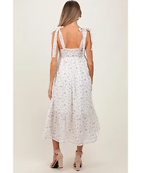 Pinkblush Maternity Floral Shoulder Tie Midi Dress