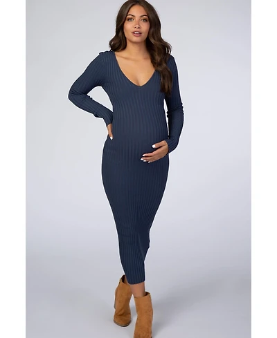 Pinkblush Maternity Light Olive V-Neck Long Sleeve Fitted Maxi Dress