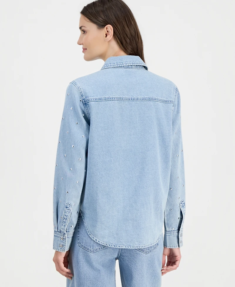I.n.c. International Concepts Women's Studded Denim Shirt Macy's Exclusive