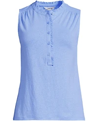 Lands' End Women's Linen Blend Ruffle Trim Tank Top